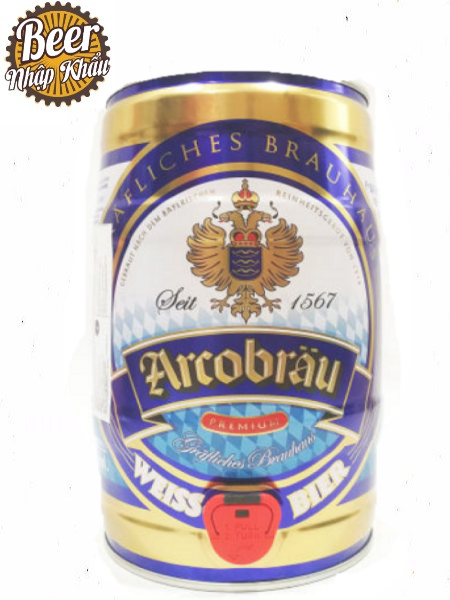 Bia Arcobrau Weissbier Hell 5.3% Đức bom 5 lít
